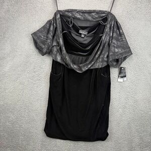 Alyx Dress Womens 10 Black Velvet Silver Metallic Cowl Neck Off Shoulder NWT